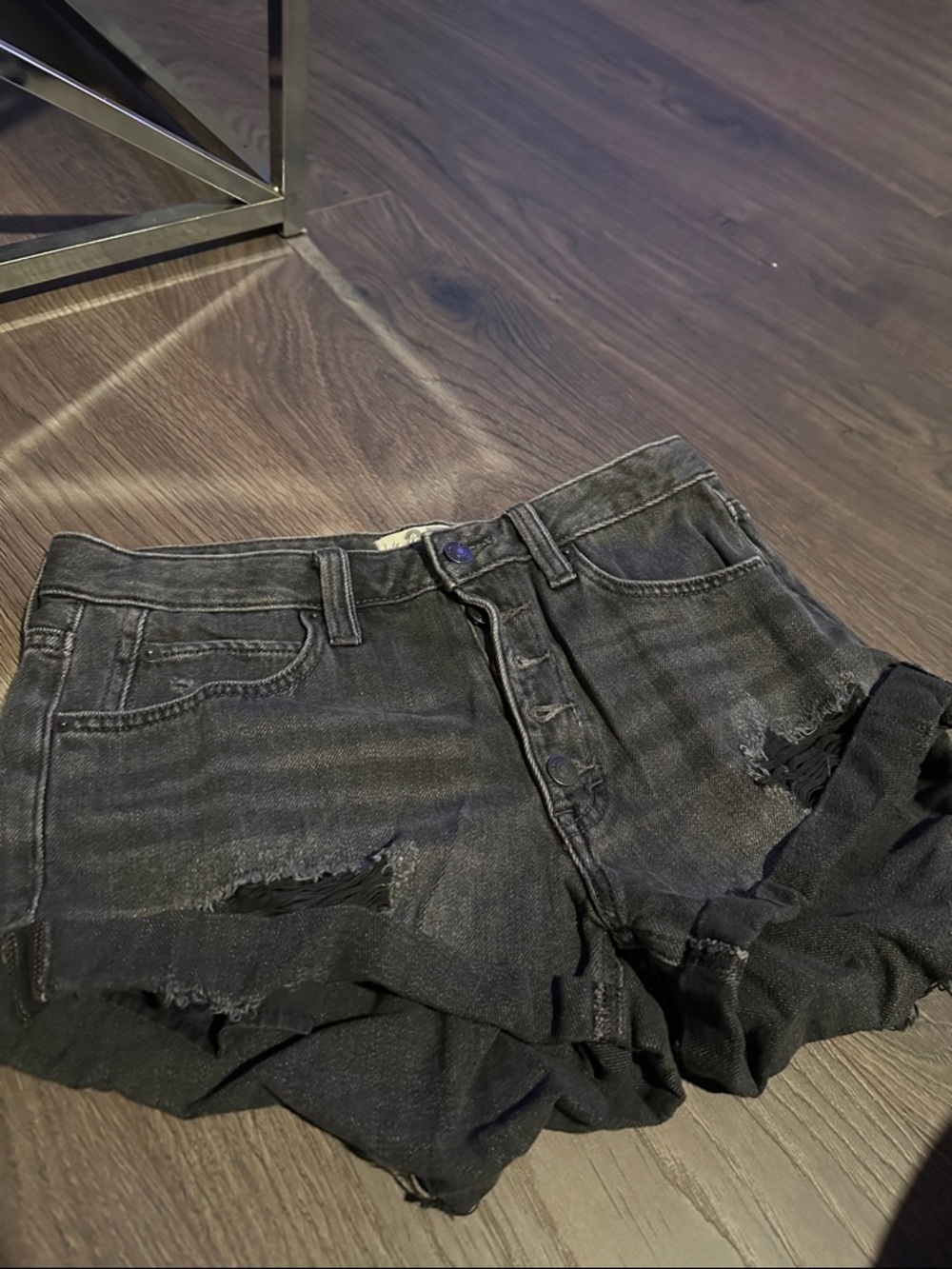 We The Free Black Distressed High-Rise Jean Shorts